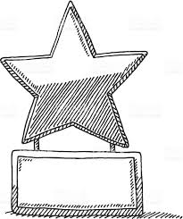 Hand Drawn Vector Drawing Of A Star Award With A Blank Sign On It Blank Sign Drawings Star Awards