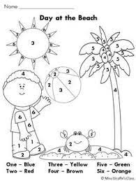 Summer Math Color By Number Worksheets Summer Math Math Coloring Summer Preschool