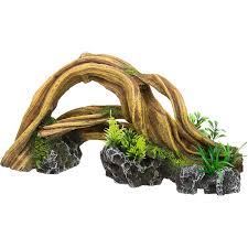 Rockgarden Resin Wood Arch With Plants Petco Fish Tank Decorations Wood Arch Betta Fish