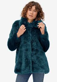 Blue Faux Fur Coat By Ellos Plus Size Faux Fur Coats