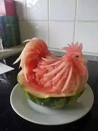 Veg Chicken From Watermelon Fruit And Vegetable Carving Food Art Vegetable Carving