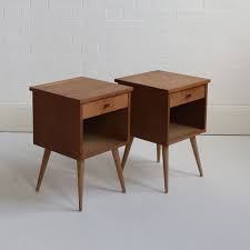 These small cabinets or drawers allow for more storage than the traditional bedside table. A Very Simple Pair Of Mid Century Bedside Tables With Single Drawer And Box She Midcentury Bedside Table Vintage Bedside Table Mid Century Modern Bedside Table