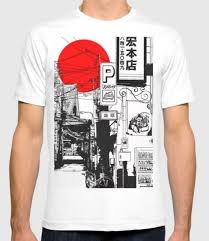Shop allposters.com for great deals on our huge selection of posters & prints online! Beautiful Landscape Of Sunrise In The Streets Of Tokyo Japan Drawing Sunrise Street Landscape Shirt Designs T Shirt Japanese Shirt Aesthetic T Shirts