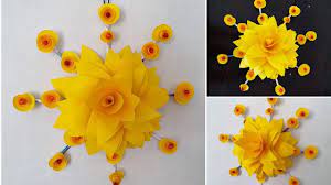 Offering a fresh new alternative to decorating with very little commitment, use the wallpaper for more than just walls. Yellow Paper Craft Decorate Your Room With Beautifull Flower Wall Hanging Youtube