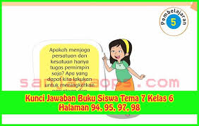 Kunci Jawaban Tema 7 Kelas 6 Halaman 94 95 97 98 Buku Kepemimpinan Kurikulum