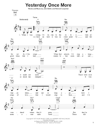 Carpenters Yesterday Once More Sheet Music And Printable Pdf Music Notes Sheet Music Music Notes Carpenters Songs