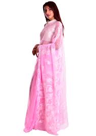 Lavangi Lucknow Chikan Chadi Work Baby Pink Georgette Saree Sarees are timeless and never go out of style.