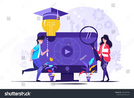 Edtech Vector Illustration Flat Tiny Educational Technology Learning Person Concept Symbolic Visualization About Stud Vector Illustration Illustration Edtech