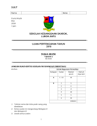Koleksi soalan percubaan spm 2018 + jawapan (seluruh negeri). Peperiksaan Pertengahan Tahun Mei 2018 Pendidikan Muzik Tahun 4