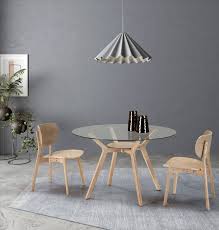 Ensemble De 2 Chaises Plio Bois Clair Bobochic Salle A Manger Grise Table Ronde En Verre Table Basse