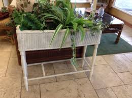 Plant Stand Vintage White Wicker Plant Stand 30 W 10 D 28 H Reduction Schedule 05 25 18 63 99 06 24 18 Claudine S Furniture Great vintage plant stand made of wicker painted red, perfect for a pop of color!