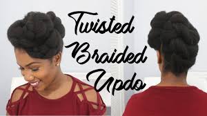 Twist the far left braid into a similar bun, again hiding the end pieces. Twisted Braided Updo On Natural Hair Youtube