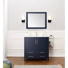 Shop wayfair for all the best 36 inch bathroom vanities. 36 Inch Sink Blue Bathroom Vanity And Matching Framed Mirror Overstock 24314173