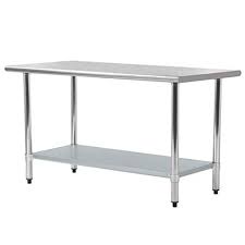 Unlike the kitchen island, a work table offers extra counter space for prepping food and getting work done in the kitchen but it doesn't focus on also adding in modern kitchens, stainless steel worktops blend in easily. Kitchen Work Table Metal Stainless Steel Work Table With Adjustable Table Foot Scratch Resistent 24 X 72 Inchs Wantitall