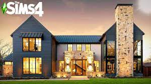 Metal roof accents for a touch of modern drama; Modern Lake Farmhouse Curb Appeal Recreation Sims 4 Speed Build No Cc Youtube