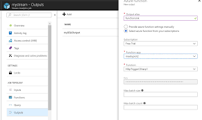output sink to stream analytics job