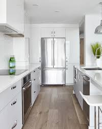 glossy white lacquered cabinets framing
