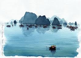 Watercolor Halong Bay Vietnam Acuarela Ipad Wallpaper Watercolor Halong Bay Vietnam Watercolor Landscape