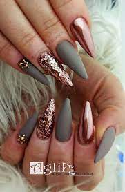 Acrylic Nails Gel Design Matte Nails Chrome Rose Gold Gold Chrome Nails Rose Gold Nails Acrylic Stilleto Nails Designs