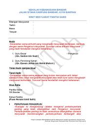 Click to view in fullscreen. Contoh Format Minit Mesyuarat