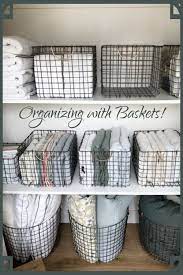 Organizing With Baskets 36 Ways To Get Organized On A Budget With Baskets Creative Storage Solutions Linen Closet Linen Closet Organization