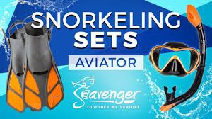 Aviator Snorkel Set Black Silicone Orange