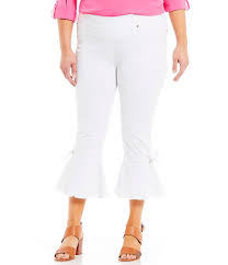 Peter Nygard Slims Plus Size Luxe White Denim Crop Bell Hem