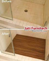 Lantai kamar mandi berupa kayu cokelat yang telihat unik. Shower Mat Kayu Jati Lantai Kamar Mandi Custom Ukuran Shopee Indonesia