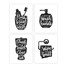 Free funny bathroom sign printable. Amazon Com Funny Bathroom Signs Set Of 4 Unframed 8x10s Bathroom Decor Wall Art Handmade