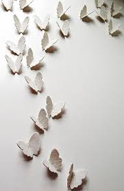 Grand Ensemble D Art De Mur En Ceramique 3d Papillon Oeuvre Originale 21 Porcelaine Blanche Faite A La Main Cuivre Argente Ou En Or Papillons En Laiton Decor 3d Butterfly