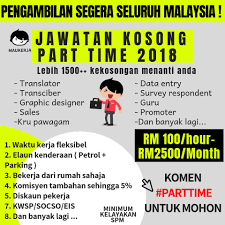 By creating a job alert, you agree to our terms. Maukerja On Twitter Part Time Seluruh Malaysia Okt Nov 2018 Https T Co T3etzfse9b