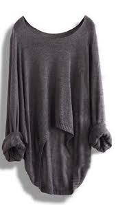 Grey Batwing Casual Loose Asymmetric Sweater Oversized Grey Sweater Clothes Sweater Fashion