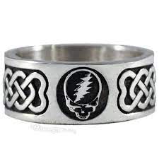 Grateful Dead Steal Your Face Sterling Silver Ring Grateful Dead Hippie Wedding Silver Rings