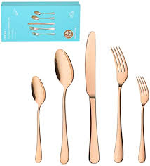 Shop for copper flatware sets at bed bath & beyond. Amazon Com Ogori 40 Piece Copper Flatware Silverware Set For 8 With Gift Box Stainless Steel Cutlery Eating Utensils Set Mirror Finish Flatware Sets