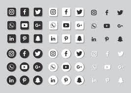 Social Media Icons Set Isolated On Gray Background Social Media Icons Media Icon Icon Set