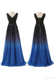 Black And Blue Ombre Prom Dress Floor Length Short Sleeve Fast Shipping Prom Dresses Simi Bridal Ombre Prom Dresses Chiffon Evening Dresses Evening Dresses Prom