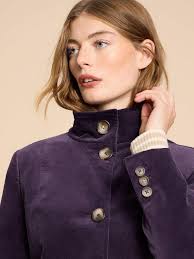 Karla Velvet Peacoat in DARK PURPLE