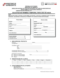 Pago de trámite por concepto de expedición del permiso temporal: Fillable Online Miambiente Gob Solicitud De Permiso Temporal Para Uso De Agua Ministerio De Miambiente Gob Fax Email Print Pdffiller