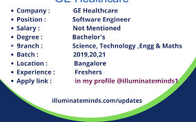 Wipro ge healthcare private limited operates as a medical technology and life sciences company. Ge Healthcare Off Campus Drive 2021 Hiring Entry Level Software Engineer Bangalore Illuminate Minds