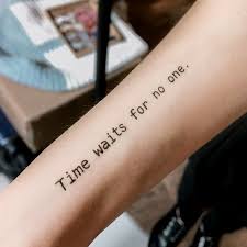Time tattoos are indeed using time related elements such as ancient hourglasses, clocks, pocket watches and even wrist watches. Time Good Quote Words Calligraphy Lettering Temporary Tattoo Stickers Fun Cheers Shop Lazy Duo Design Store Temporary Tattoos Pinkoi