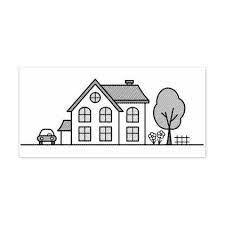 Simple House Line Art Rubber Stamp Zazzle Com Simple House Drawing House Doodle House Drawing