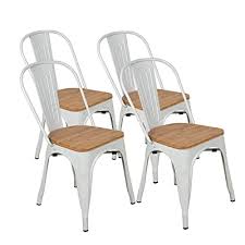 4.8 out of 5 stars, based on 140 reviews 140 ratings current price $52.18 $ 52. Buy Bonzy Home Metal Dining Chairs With Wood Seat Bistro Side Chair Stackable Kitchen Chairs With High Back Metal Wood Chairs For Farmhouse Patio Restaurant Trattoria Bar Set Of 4 White Online In