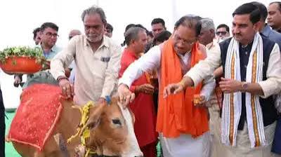 छत्तीसगढ़ में गौधाम योजना का शुभारंभ, बिलासपुर में 25 एकड़ में बना है परिसर, सीएम साय ने की गाय की पूजा - gaudham scheme launched in chhattisgarh complex spans 25 acres, cm