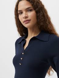 Larry Hearts V Neck Polo Top Navy