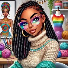 Create a stylish 3D cartoon image of an african american lady with black  layered bob, big beautiful brown eyes and long eyelashes, leaning against a  wall. she is wearing green hoodie and