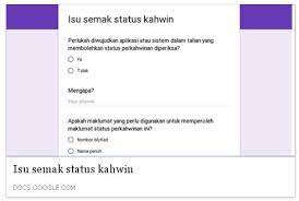 Kad pengenalan dan klik pada butang 'semak'. Perlu Wujudkan Satu Aplikasi Untuk Menyemak Status Perkahwinan Lekat Lekit Story
