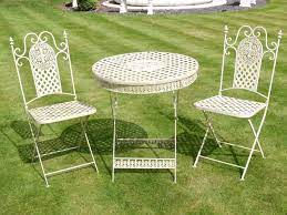 Antique White Wrought Iron 3 Piece Bistro Style Garden Patio Furniture Set Amazon Outdoor Patio Furniture Sets Metal Garden Table Wrought Iron Patio Furniture
