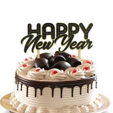 Cake Topper Happy New Year Glitter Foamy Color Gold And Silver Cake New Year Cake Decoration New Year S Cake