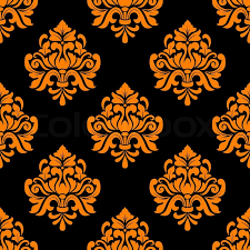 The design features a collection of stunning flowers in various complimentary tones of light and dark pinks and purples, set on a dark and moody background. Black And Orange Seamless Floral Stock Vector Colourbox