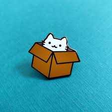 Box Cat Hard Enamel Pin Cute Lapel Pin Gift Etsy Enamel Pins Hard Enamel Pin Lapel Pin Gift